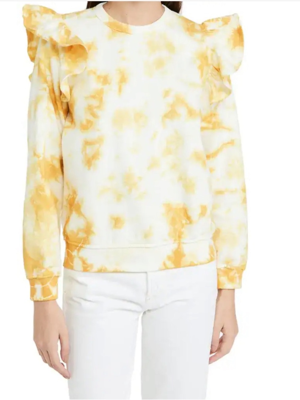 Clare v marigold tie dye ruffled cotton sweatshirt size xs